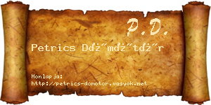 Petrics Dömötör névjegykártya